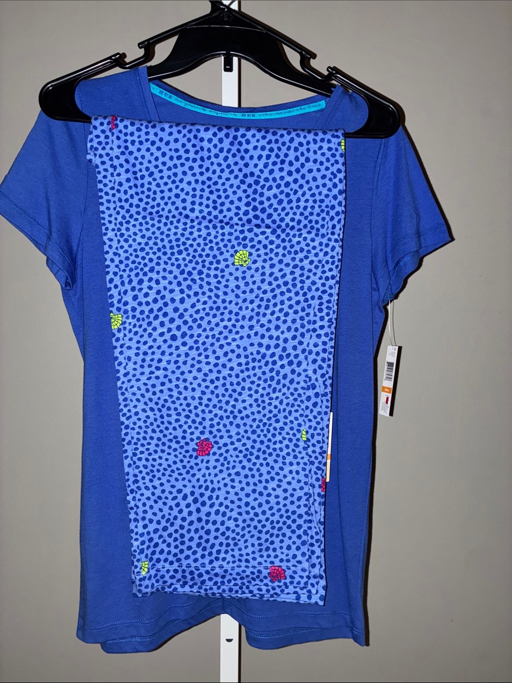 HUE Women's Blue Short Sleeve Pajama Set with Polka Dot Pants